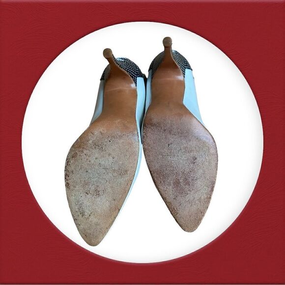 Stuart Weitzman For Mr. Seymour Leather Heels With Bows Size 6.5 B - Picture 10 of 14